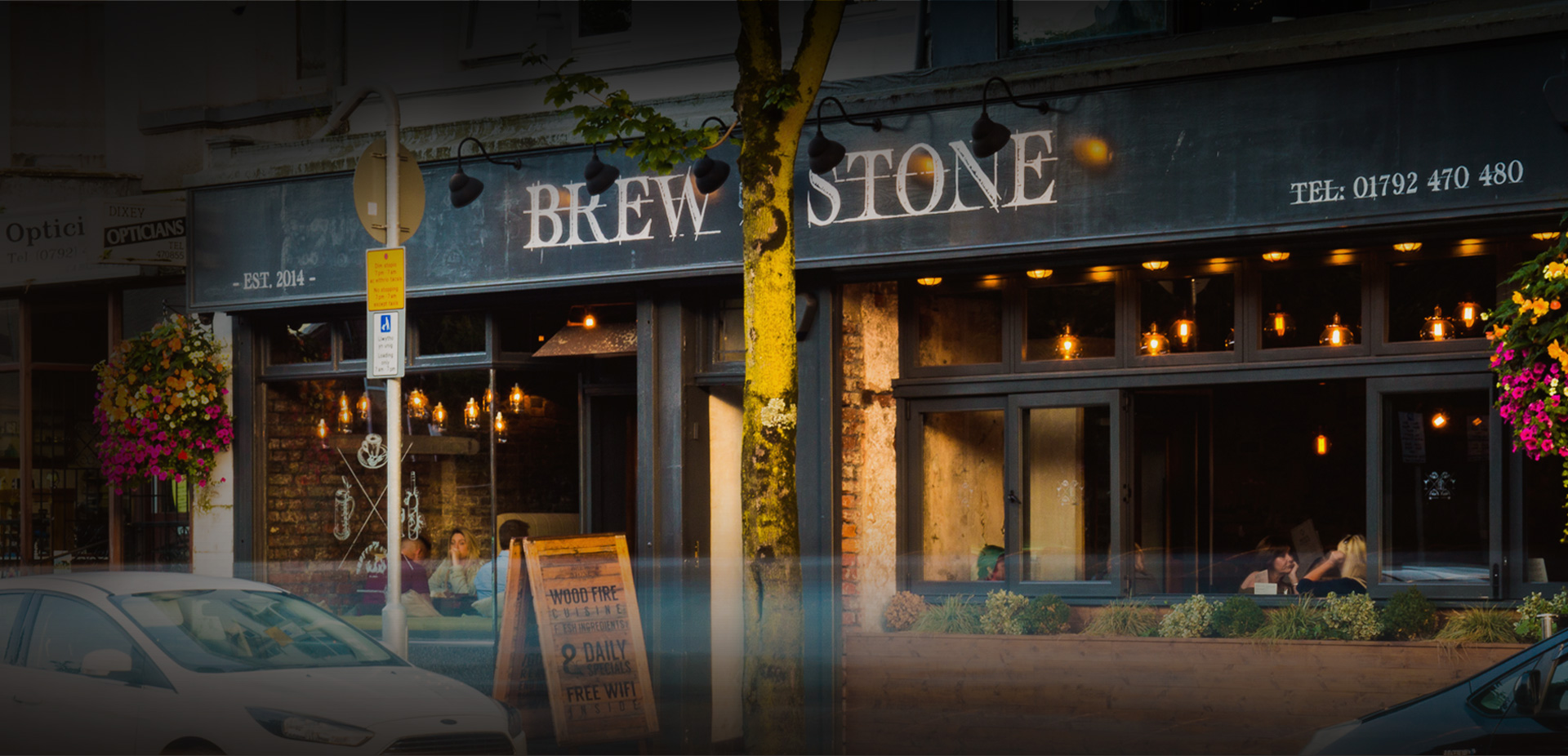 An exterior shot of brewstone